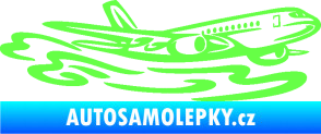 Samolepka Letadlo 026 pravá v oblacích Fluorescentní zelená