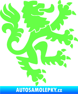 Samolepka Lev heraldika 001 pravá Český lev Fluorescentní zelená