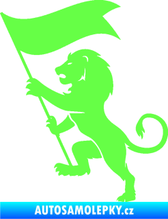 Samolepka Lev heraldika 005 levá s praporem Fluorescentní zelená