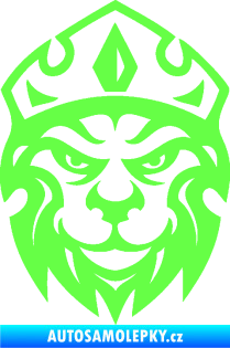 Samolepka Lev hlava s korunou 001 Fluorescentní zelená