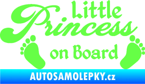 Samolepka Little princess on board 002 nápis s nožičkami Fluorescentní zelená