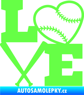 Samolepka Love baseball Fluorescentní zelená