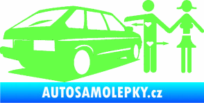 Samolepka Love car love girl levá Fluorescentní zelená