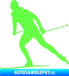 Samolepka Lyžař 006 levá běžky Fluorescentní zelená