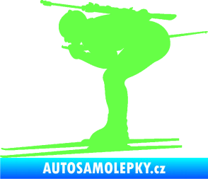 Samolepka Lyžař 028 levá - biatlon Fluorescentní zelená