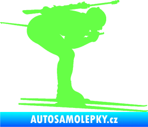Samolepka Lyžař 028 pravá - biatlon Fluorescentní zelená