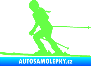 Samolepka Lyžařka 002 levá sjezd Fluorescentní zelená