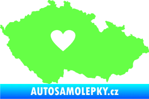 Samolepka Mapa České republiky 002 srdce Fluorescentní zelená