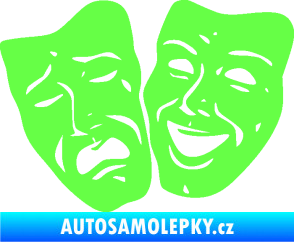 Samolepka Masky tváře 001 levá veselý a smutný Fluorescentní zelená
