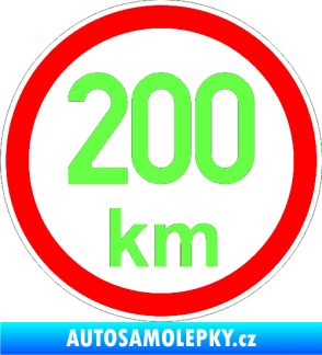 Samolepka Maximální rychlost 200km - nejvyšší konstrukční rychlost Fluorescentní zelená