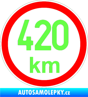 Samolepka Maximální rychlost 420km - nejvyšší konstrukční rychlost Fluorescentní zelená