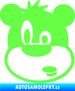 Samolepka Medvěd 003 levá kreslená hlava Fluorescentní zelená