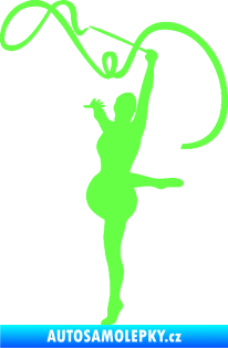 Samolepka Moderní gymnastika 003 levá gymnastka se stuhou Fluorescentní zelená