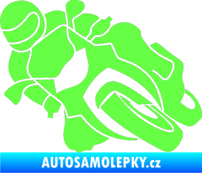 Samolepka Motorka 001 levá silniční motorky Fluorescentní zelená