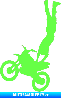 Samolepka Motorka 019 levá motokros freestyle akrobacie na motorce Fluorescentní zelená