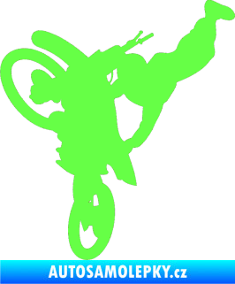 Samolepka Motorka 032 levá motokros freestyle Fluorescentní zelená