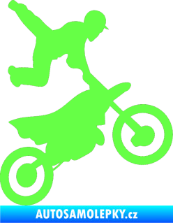 Samolepka Motorka 036 pravá motokros freestyle Fluorescentní zelená