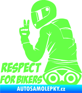 Samolepka Motorkář 003 levá respect for bikers nápis Fluorescentní zelená