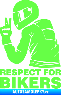 Samolepka Motorkář 004 respect for bikers nápis Fluorescentní zelená