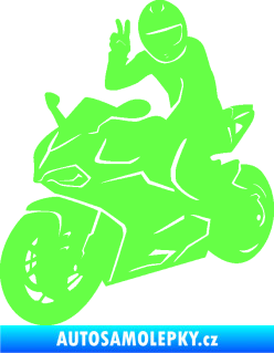 Samolepka Motorkář 006 levá Fluorescentní zelená