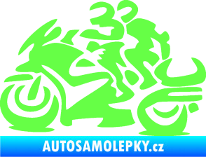 Samolepka Motorkář 009 levá se spolujezdcem Fluorescentní zelená