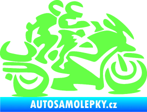 Samolepka Motorkář 009 pravá se spolujezdcem Fluorescentní zelená