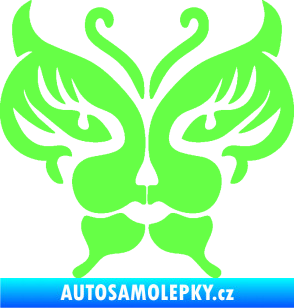 Samolepka Motýl 016 kočičí obličej Fluorescentní zelená