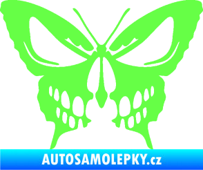 Samolepka Motýl 017 lebka Fluorescentní zelená