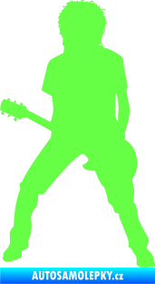 Samolepka Music 010 levá rocker s kytarou Fluorescentní zelená