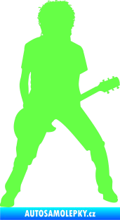 Samolepka Music 010 pravá rocker s kytarou Fluorescentní zelená