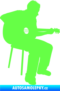 Samolepka Music 012 pravá  kytarista Fluorescentní zelená