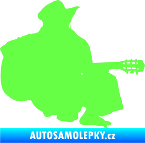 Samolepka Music 014 pravá hráč na kytaru Fluorescentní zelená