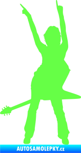Samolepka Music 016 levá rockerka s kytarou Fluorescentní zelená