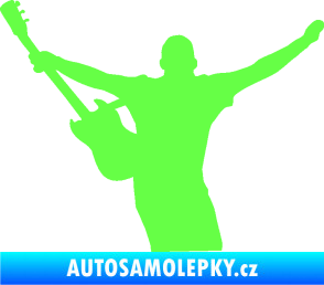 Samolepka Music 024 levá kytarista rocker Fluorescentní zelená