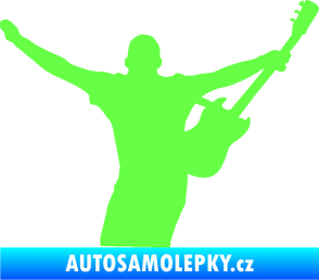 Samolepka Music 024 pravá kytarista rocker Fluorescentní zelená