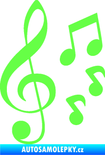 Samolepka Music noty a houslový klíč 002 Fluorescentní zelená