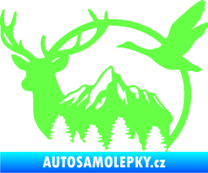 Samolepka Myslivost 002 levá lesní zvěř Fluorescentní zelená