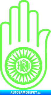 Samolepka Náboženský symbol Džinismus Ahimsa Fluorescentní zelená