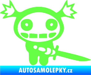 Samolepka Ninja zombie girl pravá Fluorescentní zelená