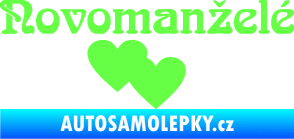 Samolepka Novomanželé 001 nápis se srdíčky Fluorescentní zelená