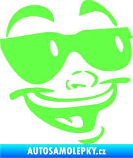 Samolepka Obličej 005 pravá veselý s brýlemi Fluorescentní zelená