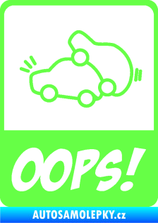 Samolepka Oops love cars 002 Fluorescentní zelená