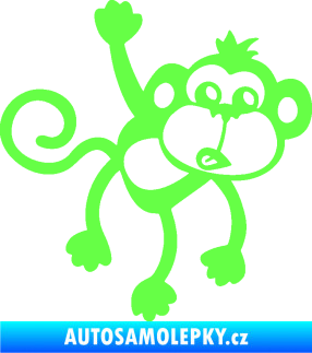Samolepka Opice 005 pravá visí za ruku Fluorescentní zelená