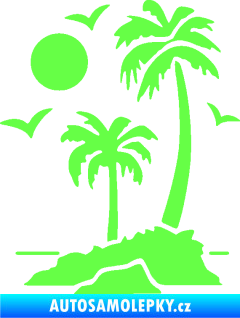 Samolepka Ostrov 002 levá palmy a moře Fluorescentní zelená