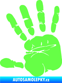 Samolepka Otisk ruky levá Fluorescentní zelená
