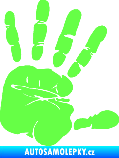 Samolepka Otisk ruky pravá Fluorescentní zelená