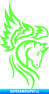 Samolepka Pegas 003 pravá okřídlený kůň hlava Fluorescentní zelená