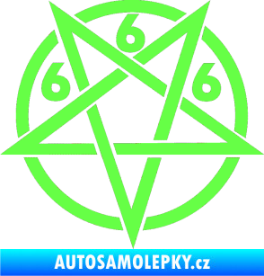 Samolepka Pentagram 666 Fluorescentní zelená