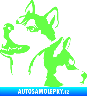 Samolepka Pes 117 levá husky Fluorescentní zelená