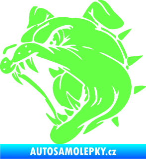 Samolepka Pes 136 levá rozzuřený buldok Fluorescentní zelená